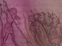 Medieval image of Templars burning at the stake.