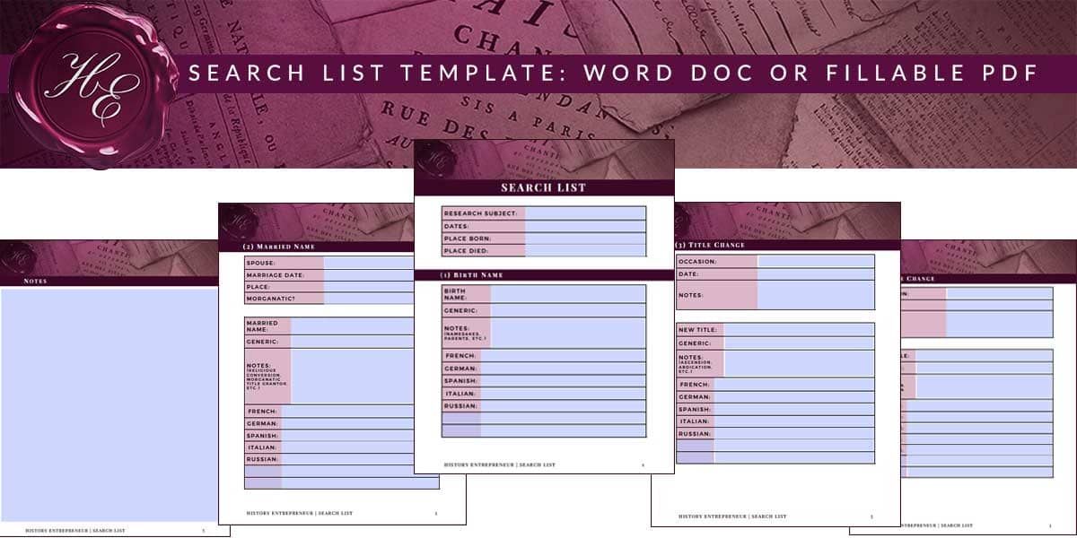 Download a Search List Template in Word or Fillable PDF