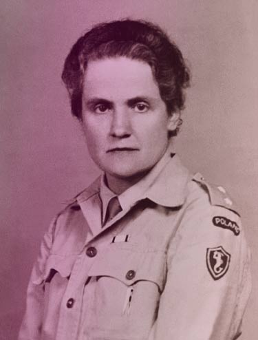 Karolina Lanckorońska in officers' uniform of the Polish II Corps of Polish Armed Forces in the West in 1945.