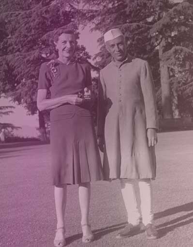 Edwina Mountbatten with Indian Prime Minister Jawaharlal Nehru in Simla.