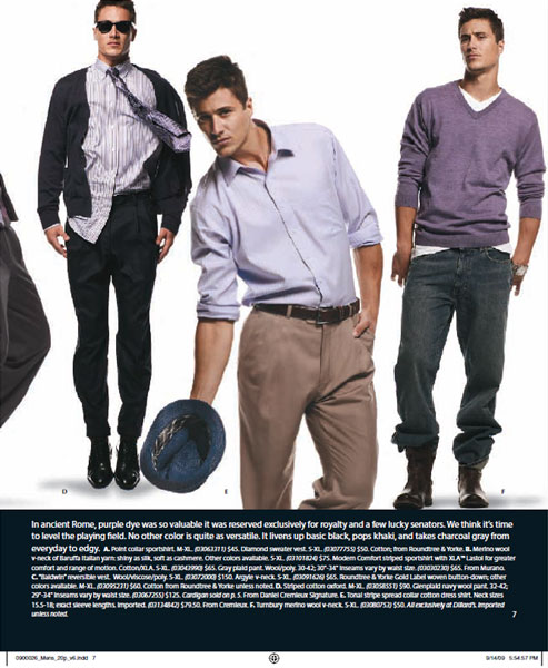 Catalog page featuring copy I wrote to sell men's clothing