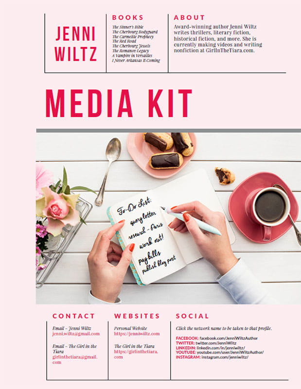 Screenshot of Jenni Wiltz's media kit