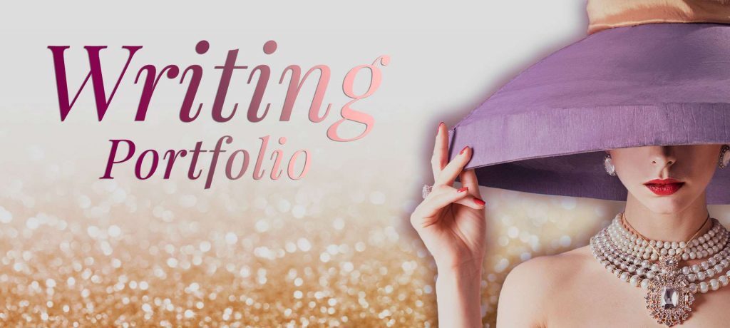 Decorate header image with text that says, "Writing Portfolio."