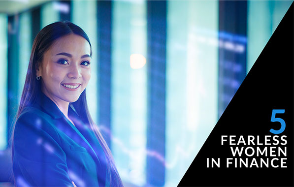 Featured image for the article "5 Fearless Women in Finance," featuring a smiling young businesswoman.